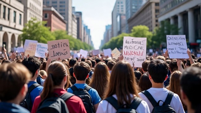 Ilustrasi aksi demonstrasi (Meta AI)